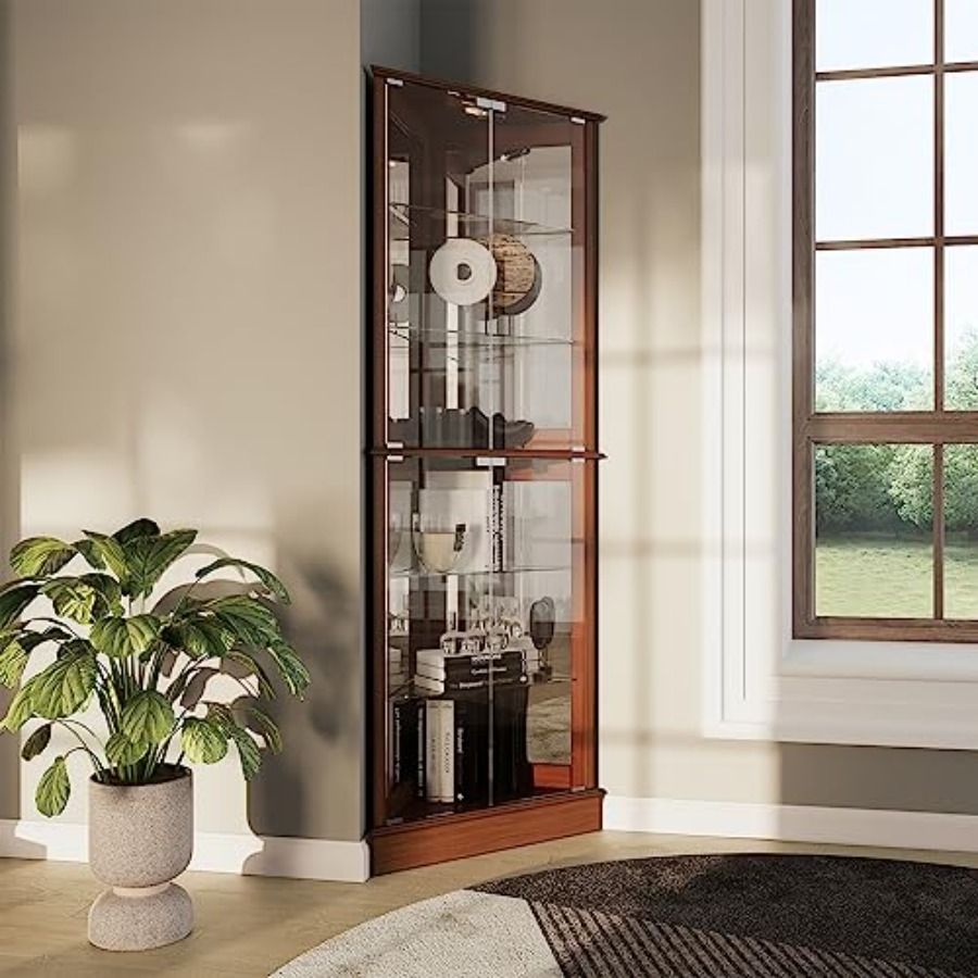 Glass Cabinet Display - Vitrine d'angle éclairée pour bar à