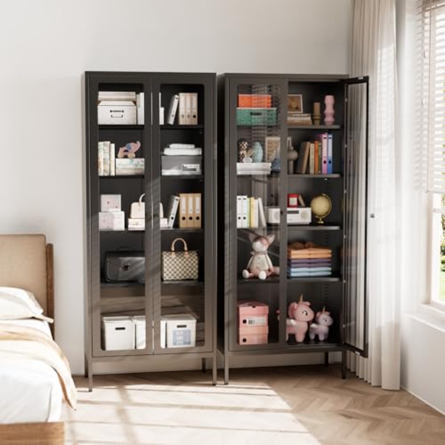 Glass Cabinet Display - Vitrine en métal 67 avec portes