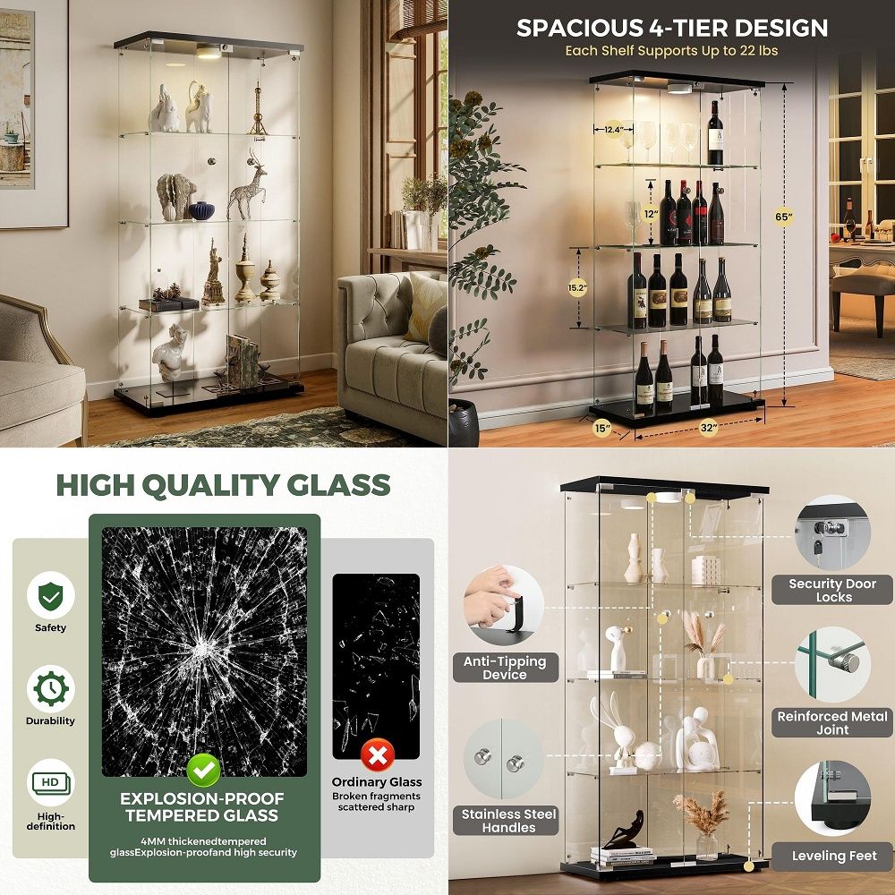 Vitrine avec éclairage LED et  - Glass Cabinet Display avis et prix