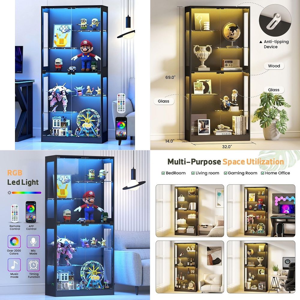Vitrine avec portes en verre 6 - Glass Cabinet Display avis et prix