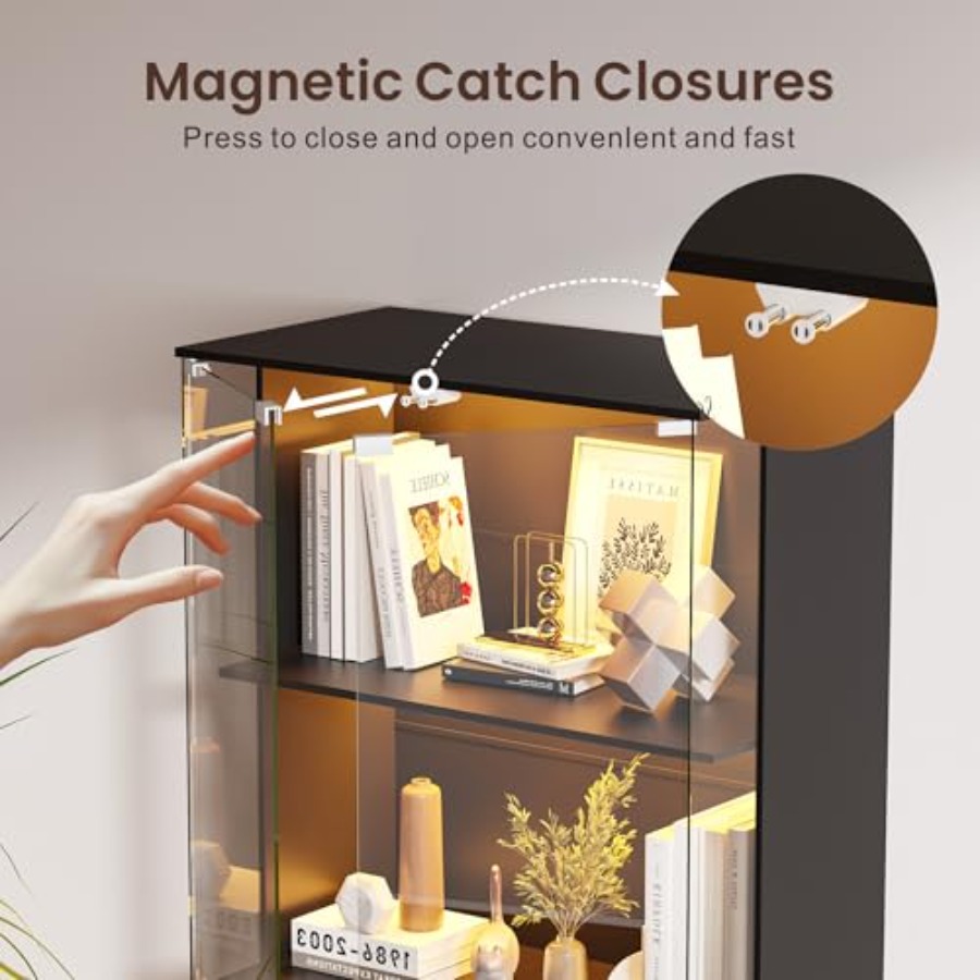 Vitrine noire avec porte en ve - Glass Cabinet Display avis et prix