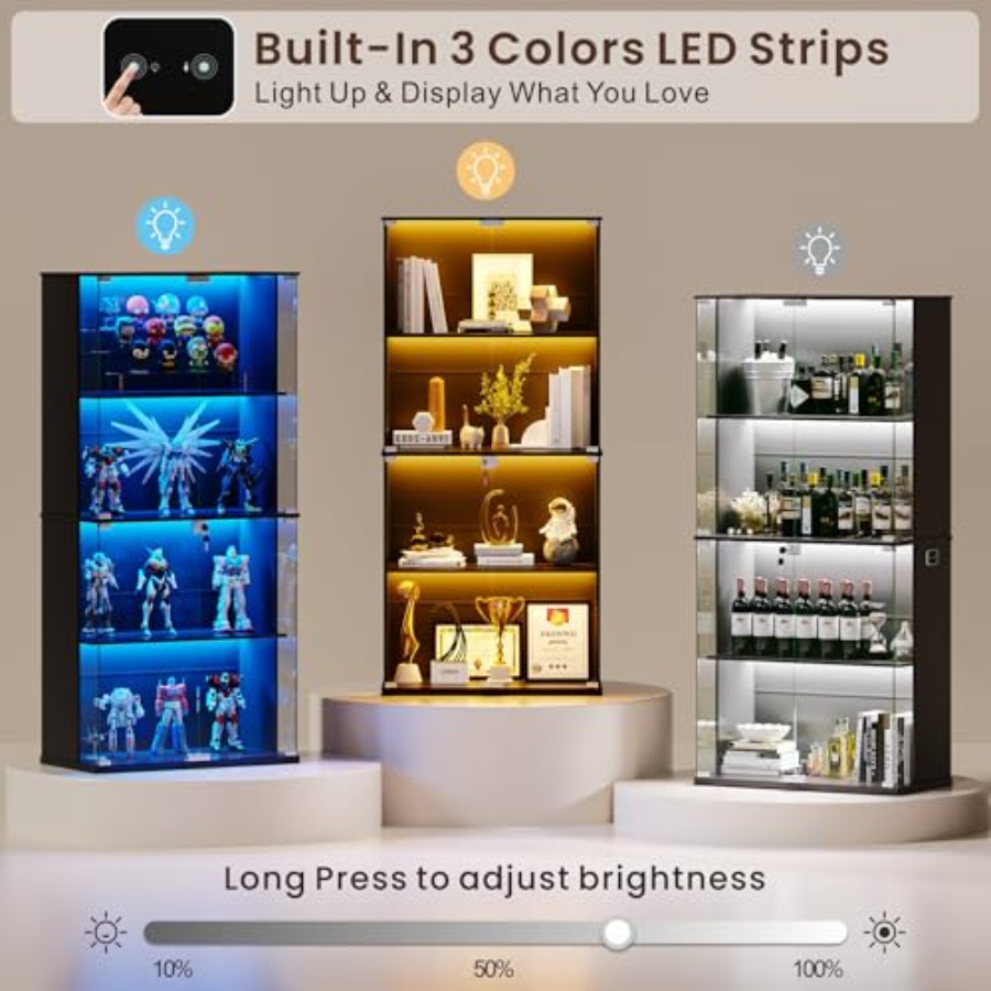 Vitrine noire avec porte en ve - Glass Cabinet Display avis et prix