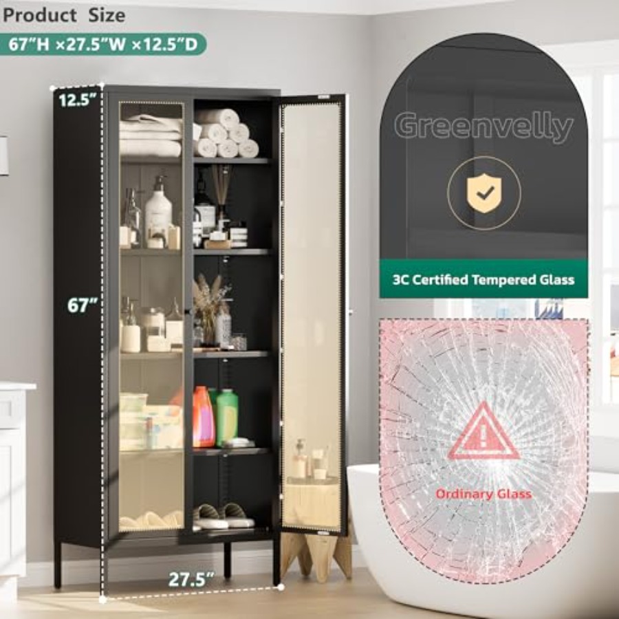 Vitrine en métal 67 avec porte - Glass Cabinet Display avis et prix